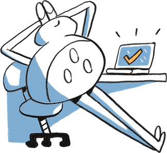 Illustration of a relaxed character leaning back at a desk