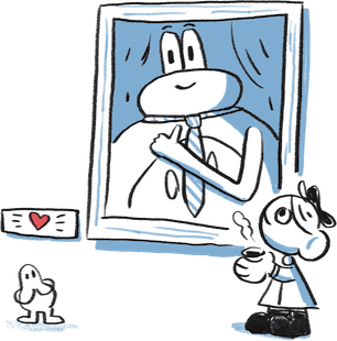 Illustration of a character presenting their track record
